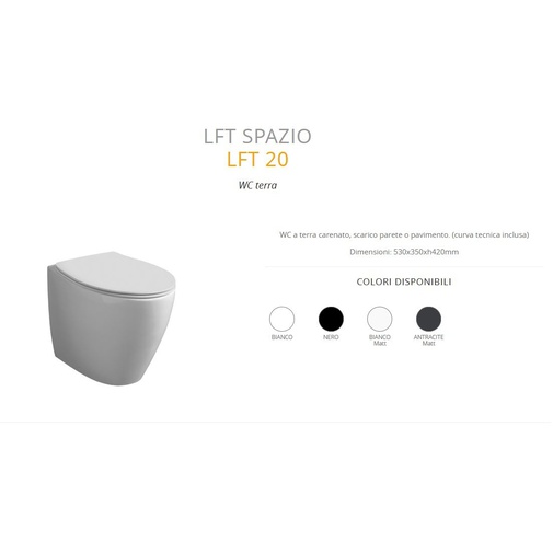 WC a Terra Filo Muro LFT Spazio Simas – Rimless, 53x35 cm