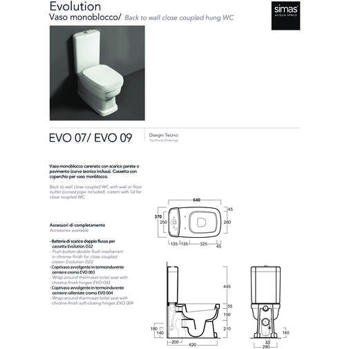 WC monobloc évacuation murale/sol blanc Evolution by Simas