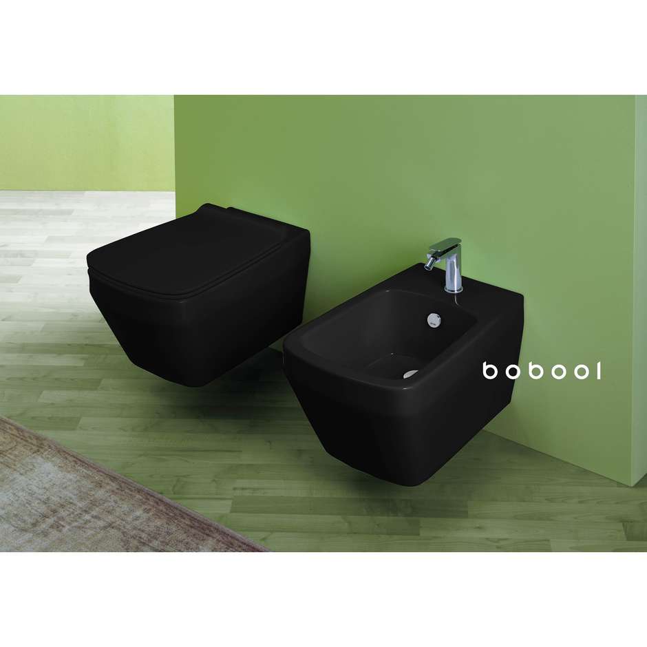 WC suspendu moderne noir mat sans rebord - Baden Baden, Simas