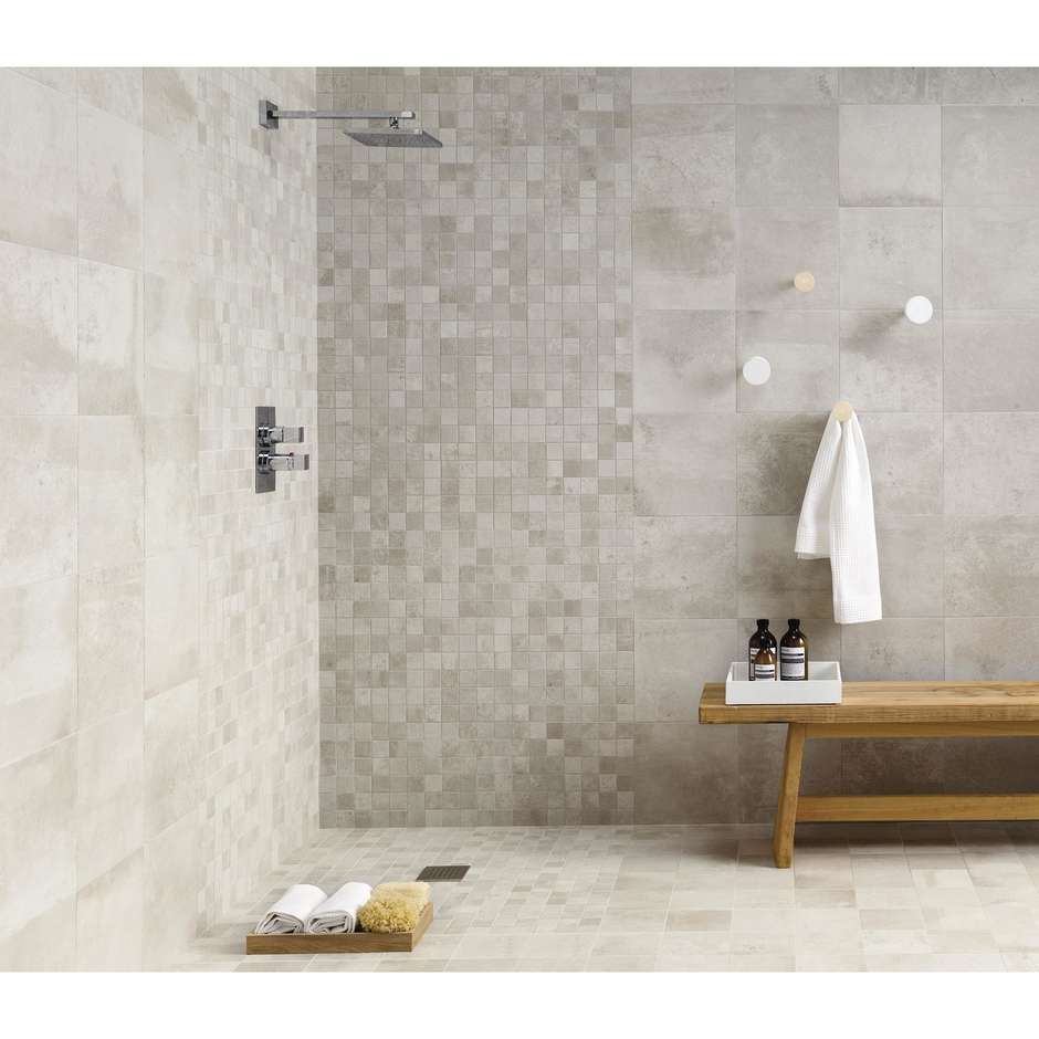 White concrete effect stoneware, Micromosaic 30x30 - Entropia, Dom Ceramiche
