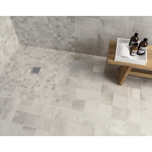 White concrete effect stoneware, Mosaico 30x30 - Entropia, Dom Ceramiche