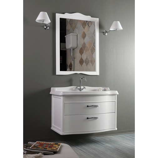 White neoclassical bathroom mirror 83x116 cm - Arcade, Simas