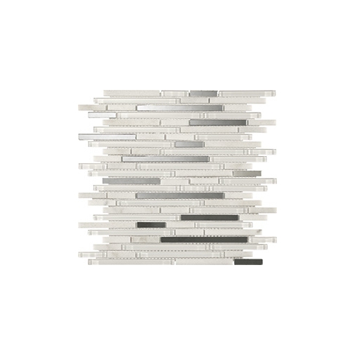 White wall effect glass strips wall mosaic, White 30x30 cm - Reflex, Boxer