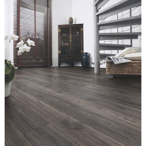 Wood effect laminate floor, dark brown 138,3x15,9x1cm - Hickory Berkeley, Ambientis