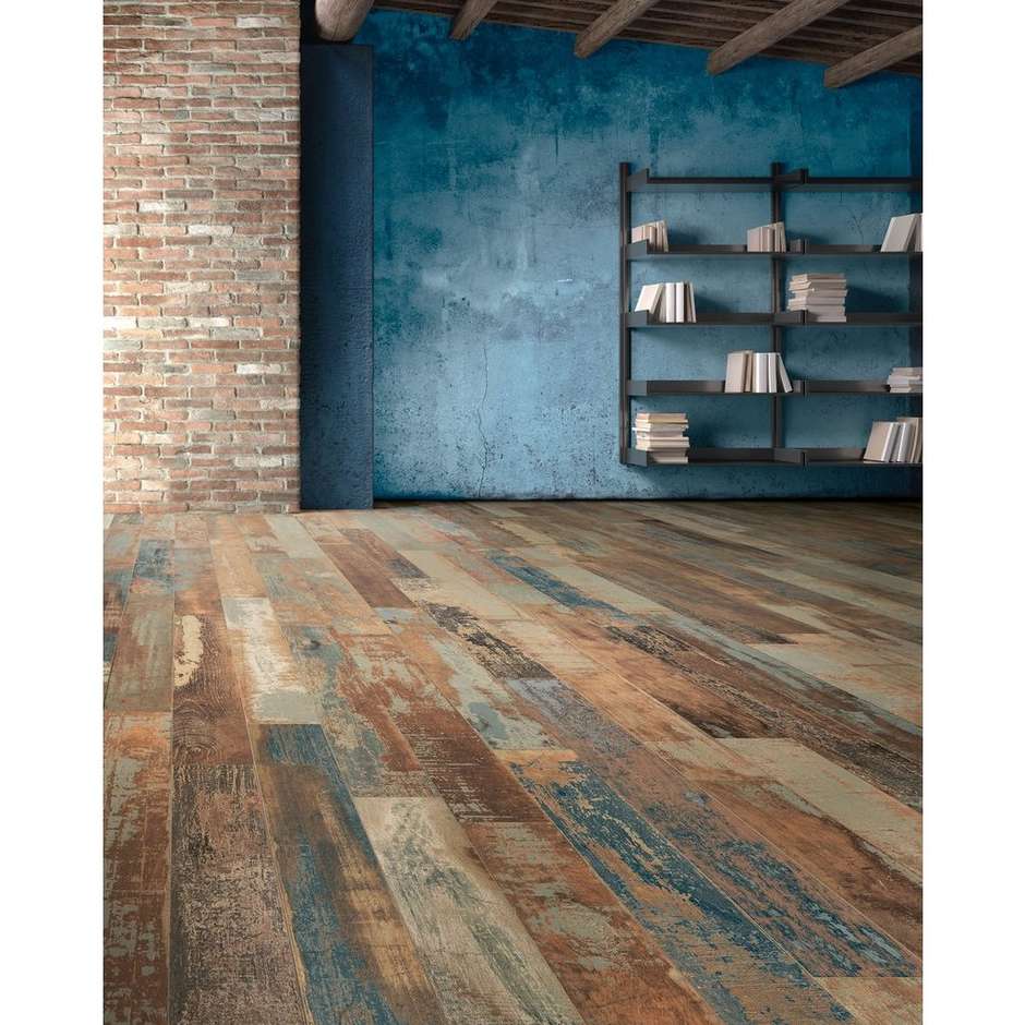 Wood effect porcelain stoneware, 15x120 cm Navy - Colorart, Ceramica Sant'Agostino