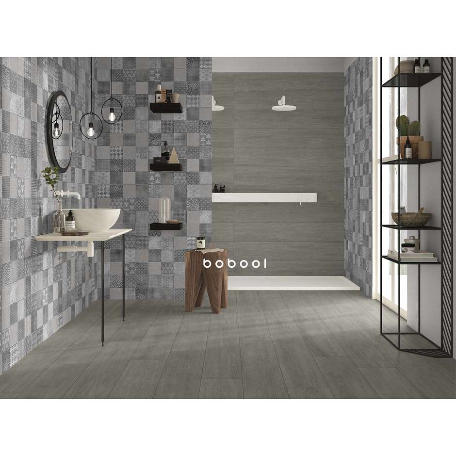 Wood-effect porcelain stoneware, ash grey, 20x120 cm, Ash - Comfort W, Dom Ceramiche