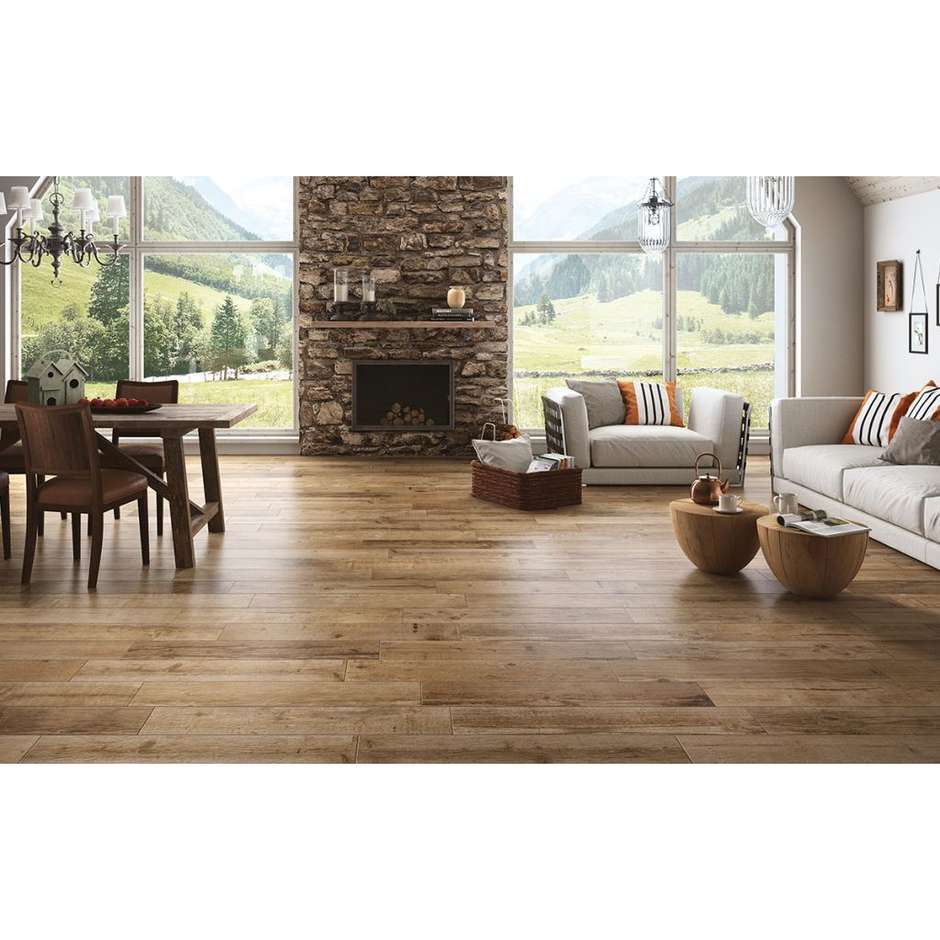 Wood effect porcelain stoneware skirting board, 10x60cm Rhone Cru - Barrique, Blustyle