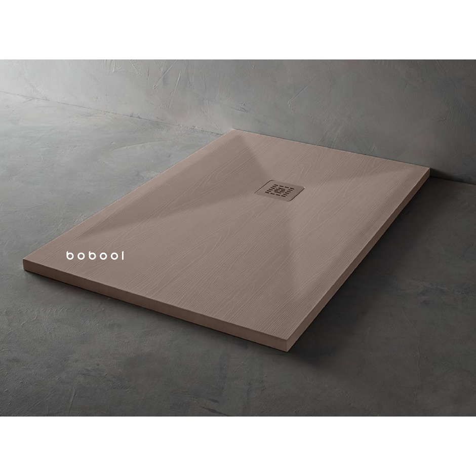 Wood-effect resin shower tray, Corda beige, 90x100x3 cm - Woody, Arblu