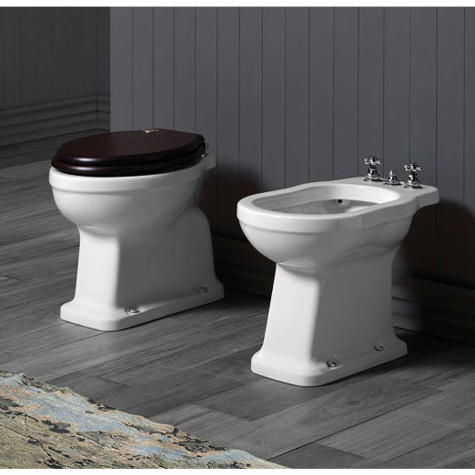 Wooden soft close toilet seat with chromed hinges - London, Simas