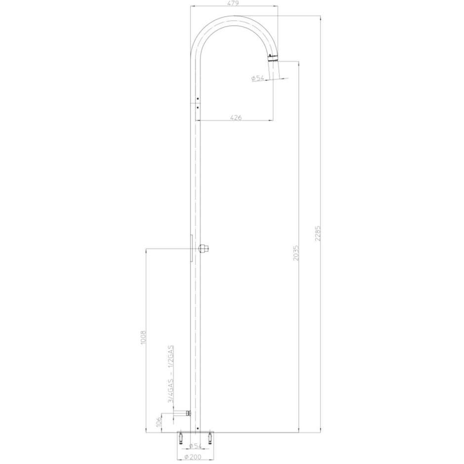 Zylindrische Außenduschsäule mit Zeithahn, externe Stromversorgung, Edelstahl - Pool, Bossini