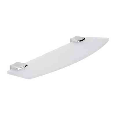 Étagère de salle de bain incurvée en verre opaque et finition chrome 60 cm - Colombo Design