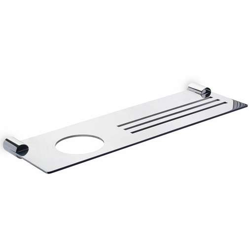 Étagère murale/support de douche, avec porte-verre ou porte-savon en acier inoxydable poli - Strika, Lineabeta