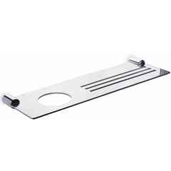 Étagère murale/support de douche, avec porte-verre ou porte-savon en acier inoxydable poli - Strika, Lineabeta